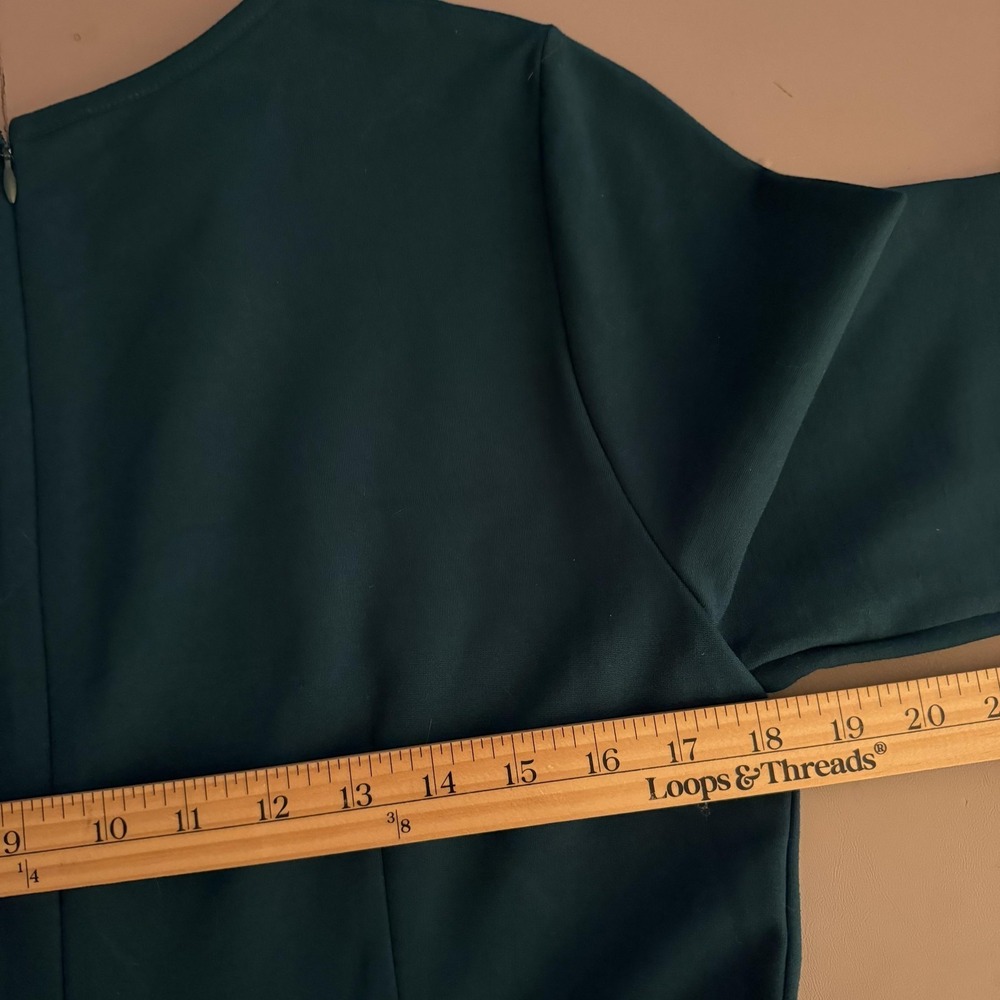 J Crew Dress Womens Large Green Long Sleeve Ponte Knit Sheath Knee Length Jewel - Picture 14 of 16
